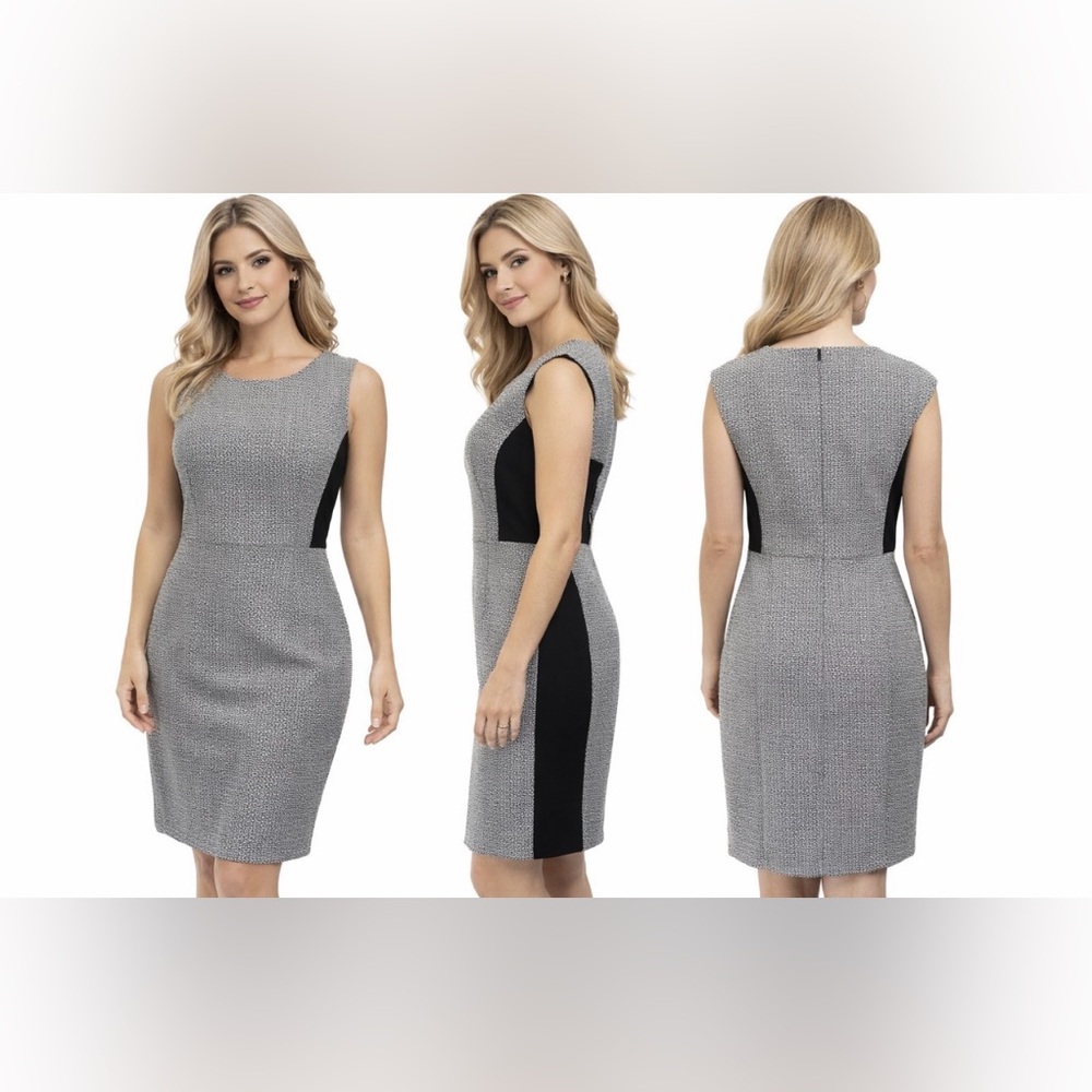 Chaps Ralph Lauren Dress 12 Black White Sheath Dress New NWT $100 Washable